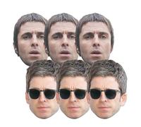 Star Cutouts CMP006 Liam and Noel Gallagher Masks Six Pack Cardboard Face Masks With Tabs and Elastic