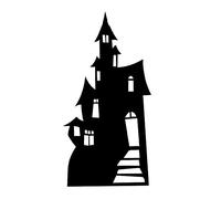 Star Cutouts Cut Out of Small Haunted House Silhouette