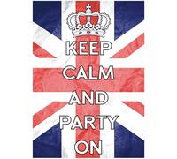 Star Cutouts RD081 Keep Calm & Party On Posters - 6 Pack Cardboard Cut Out Height 44cm - Ideal for British Theme, Parties, National Celebrations & VE Day Decorations