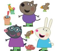 Star Cutouts SC4525 Rebecca, Danny & Molly Peppa Pig Party Supplies Multi-Pack Cardboard Cutouts 8PCS For A Happy Birthday & Room Decorations for Kids Boys Girls - Tallest Cutout Height 75cm
