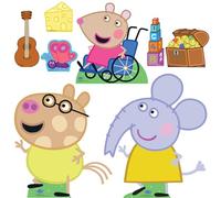Star Cutouts SC4528 Mandy Emily Pedro Peppa Pig Party Supplies Multi-Pack Cardboard Cutouts 8PCS Peppa Theme, For A Happy Birthday & Room Decorations for Kids Boys Girls - Tallest Cutout Height 66cm