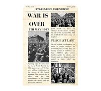Star Cutouts SC4626 War Is Over Newspaper Small Vintage Backdrop Sailboard Cardboard Cut Out Height 134cm - Ideal for British Theme, Parties, Schools, Celebrations & VE Day Decorations & Events