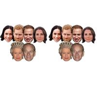 Star Cutouts SMP369 Six Pack Masks of Royal Couples Includes Prince Harry, Meghan Markle, Prince Philip, The Queen, Prince William and Kate The Duchess of Cambridge, Hand/A (Pack of 2)