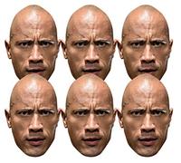 STAR CUTOUTS SMP4155 THE Rock FACE SMP415 Dwayne Johnson WWE 6 Pack of Wrestling Masks Fun for Family, Friends and Fans, Solid, Large