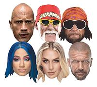 Star Cutouts SMP428 Legendary WWE Stars 6 Pack Cardboard Face Masks - The Rock, Charlotte Flair, Hulk Hogan, Macho Man, Sasha Banks & Triple H Fan Set