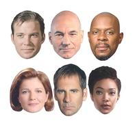 Star Cutouts - SMP470 - Star Trek Captains 6-Pack Character Face Masks - Kirk, Picard, Janeway, Sisko, Archer & Burnham - Cardboard Party Masks