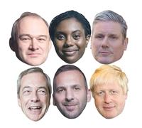 Star Cutouts SMP472 British Politics Six Pack Masks - Ed Davey, Kemi Badenoch, Zack Polanski, Keir Starmer, Nigel Farage & Boris Johnson - Party Set, Events & Talking Point
