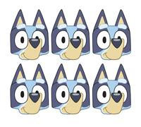 STAR CUTOUTS SMP503 Six Pack Cardboard Face Masks Bluey 6PCS - Ideal for Bluey Theme, Parties, Birthdays & Room Decorations, Baby Showers & Events