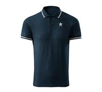 Star David Bowie White Navy Embroidered Design Original Logo Polo Shirt Premium Class Men Size L