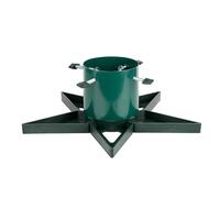 Star Design Christmas Tree Stand with Water Reservoir for Live Fir and Pine Trees, Stable Metal Base with Heavy Duty Plastic Legs, Fun and Colourful Holiday Decor, Adjustable Trunk Support - Green
