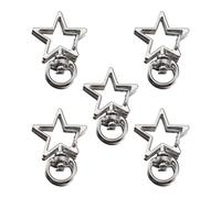Star Designs Alloy Key Ring Carry Resistant Bag Pendant Key Holder Bags Magic for Secure Key Binding Power, Practical Light Metal Accessories, Pack of 5, Steel colour., Einheitsgröße