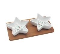 Star Dishes With Bamboo Tray - White Serving Dishes