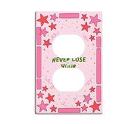 Star Duplex Outlet Covers Wall Plate, Playful Fanciful Swirl Dot Spring Peach Plastic Standard Size Decorative Receptacle Outlet Covers for Bedroom Bathroom Kitchen Entrance Decor