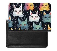 Star Ear Cat Passport Cover Family Printed Leather Passport Holder Minimalist Front Pocket Slim Travel Wallet Cover Case Lightweight Credit Card Holder for Women Men