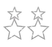 Star Earrings for Women Sparkle Long Star Dangle Earrings Double Star Drop Earrings Wedding Earring Rhinestone Big Star Earrings Lightweight Crystal Earring Dainty Fashion Earring, Adjustable, Metal