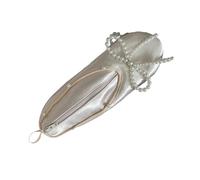 Star Embellished Ballet Shoe Cosmetic Bag Premium Satins Travel Toiletry Pouches with Detachable Ribbon Closure Zippered Ballet Shoe Pouch