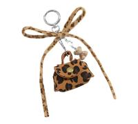 Star Embellished Rings Detachable Leopard Print Coin Pouches and Versatile Carabiner Clip Keychain Decoration Lightweight with Bowknot Design