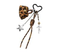 Star Embellished Rings Detachable Leopard Print Coin Pouches and Versatile Carabiner Clip Keychain Decoration Lightweight with Bowknot Design
