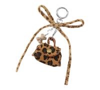 Star Embellished Rings Detachable Leopard Print Coin Pouches and Versatile Carabiner Clip Keychain Decoration Lightweight with Bowknot Design