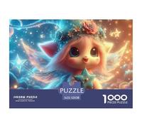 Star Fairy Flying Great Gift Idea 1000 Pc Adult Jigsaws - Magical Glowing Squirrel with Cosmic Effects Impossible Hard Challenging Game for Wall Decoration52x38cm/1000pcs
