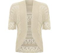 STAR FASHION Bolero Crochet Knitted Shrug Short Cap Sleeve for Women Ladies Open Cardigan Top Stone M
