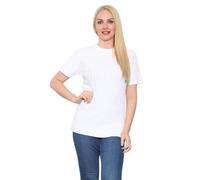 STAR FASHION Cable Knit Jumper for Women's Short Sleeve Round Neck All Over Cable Knitted Sweater Ladies Pullover Soft Lightweight Casual Smart Knitwear White 12-14