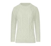 STAR FASHION Cable Knitted Crew Neck Jumper Long Sleeve Womens Aran Knit Jumpers Sweater Pullover Top Cream XL