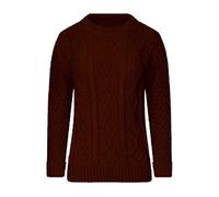 STAR FASHION Cable Knitted Crew Neck Jumper Long Sleeve Womens Aran Knit Jumpers Sweater Pullover Top Brown XL