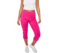STAR FASHION Cropped Capri Trousers for Women UK Ladies Leggings Summer Pants Short Crop Stretch 3/4 Length Three Quarter Pedal Pusher Clothes Elasticated Bengaline Cut Off Fuchsia 16