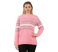 STAR FASHION Fair Isle Knitted Jumpers for Women's Long Sleeve Crew Neck Sweater with Winter Pattern Pullover Ladies Isle Inspired Patterns Warm Knitwear Jumper Top Coral-XL
