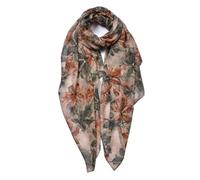 STAR FASHION Girls Scarves & Wraps Silver Foil Small Coral Leaf Print Soft Touch Scarf for Womens Trendy Italian-Made Scarf Stole Neckerchief for Autumn Summer and Winter Brown & Grey