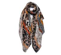 STAR FASHION Girls Scarves & Wraps Silver Foil Small Snakes Print Soft Touch Scarf for Womens Trendy Italian-Made Scarf Stole Neckerchief for Autumn Summer and Winter Khaki