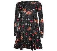 STAR FASHION GLOBAL LTD Womens Gingerbread Santa Snowman Xmas Flare Xmas Ladies Swing Dress Plus Size (Rudolph Love, 20)