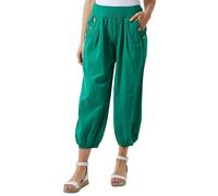 STAR FASHION Hareem Bottom Pants for Womens 3 Button Pocket Detail Harem Pant Ladies Elastic Waist Ankle Cuffed Cotton Trousers Jogging Bottoms-Jade