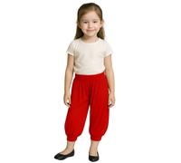 STAR FASHION Kids Harem Loose Casual Baggy Sports Dancing Pants Girls Harem Children Trouser with Leg Cuffs Elasticated Waist Red 7 to 8 Years