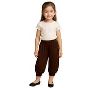 STAR FASHION Kids Harem Loose Casual Baggy Sports Dancing Pants Girls Harem Children Trouser with Leg Cuffs Elasticated Waist Brown 11 to 12 Years