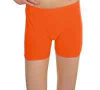 STAR FASHION Kids Microfiber Hot Pants for Girls Micro Fabric Yoga Shorts Boys Disco Party Stretchy Gym Hot Pant Elasticated Waist Short Pants Bottoms Neon Orange 5 to 6 Years