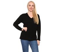 STAR FASHION Ladies Long Sleeve All Over Cable Soft Knitted Jumper Womens V Neck Winter Wear Jumper Sweater Casual Top UK Size Black 8 to 10