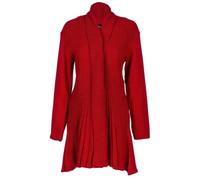 STAR FASHION Ladies Long Sleeve Knitted Waterfall Cardigan Plus Size Womens Open Front Top with Pockets Red XL