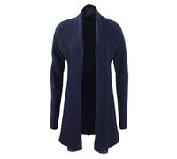 STAR FASHION Ladies Long Sleeve Knitted Waterfall Cardigan Plus Size Womens Open Front Top with Pockets Navy XL