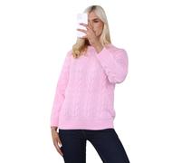 STAR FASHION Ladies Long Sleeve Sweater Womens Crew Neck Chain Link Pattern Thick Knit Winter Jumper Baby Pink ML