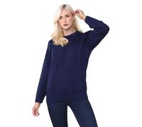 STAR FASHION Ladies Long Sleeve Sweater Womens Crew Neck Chain Link Pattern Thick Knit Winter Jumper Navy XXL