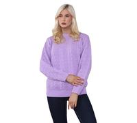 STAR FASHION Ladies Long Sleeve Sweater Womens Crew Neck Chain Link Pattern Thick Knit Winter Jumper Lilac XL