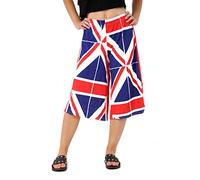 STAR FASHION Ladies Printed Palazzo Shorts Wide Leg Flared Elasticated Stretchy Loose Short Trousers Pants Union Jack Big 8-10
