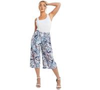 STAR FASHION Ladies Printed Palazzo Shorts Wide Leg Flared Elasticated Stretchy Loose Short Trousers Pants Floral Blue-009 8-10