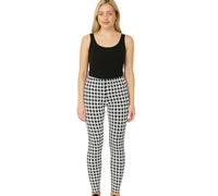 STAR FASHION Ladies Printed Stretchy Viscose Full Length Leggings Womens Elasticated Waist Pants Soft Comfortable Fit Dog Tooth-12-14