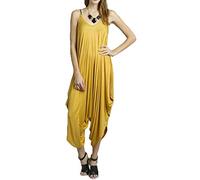STAR FASHION Ladies Strappy Baggy Harem Jumpsuit Romper Dress Top Womens Sleeveless All in One V-Neck Cami Playsuit UK Mustard 8-10