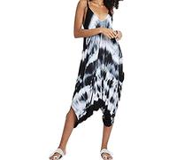 STAR FASHION Ladies Strappy Baggy Harem Jumpsuit Romper Dress Top Womens Sleeveless All in One V-Neck Cami Playsuit UK Tie Dye Black 20-22