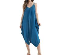 STAR FASHION Ladies Strappy Baggy Harem Jumpsuit Romper Dress Top Womens Sleeveless All in One V-Neck Cami Playsuit UK Teal 16-18