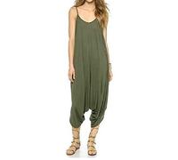 STAR FASHION Ladies Strappy Baggy Harem Jumpsuit Romper Dress Top Womens Sleeveless All in One V-Neck Cami Playsuit UK Khaki 8-10